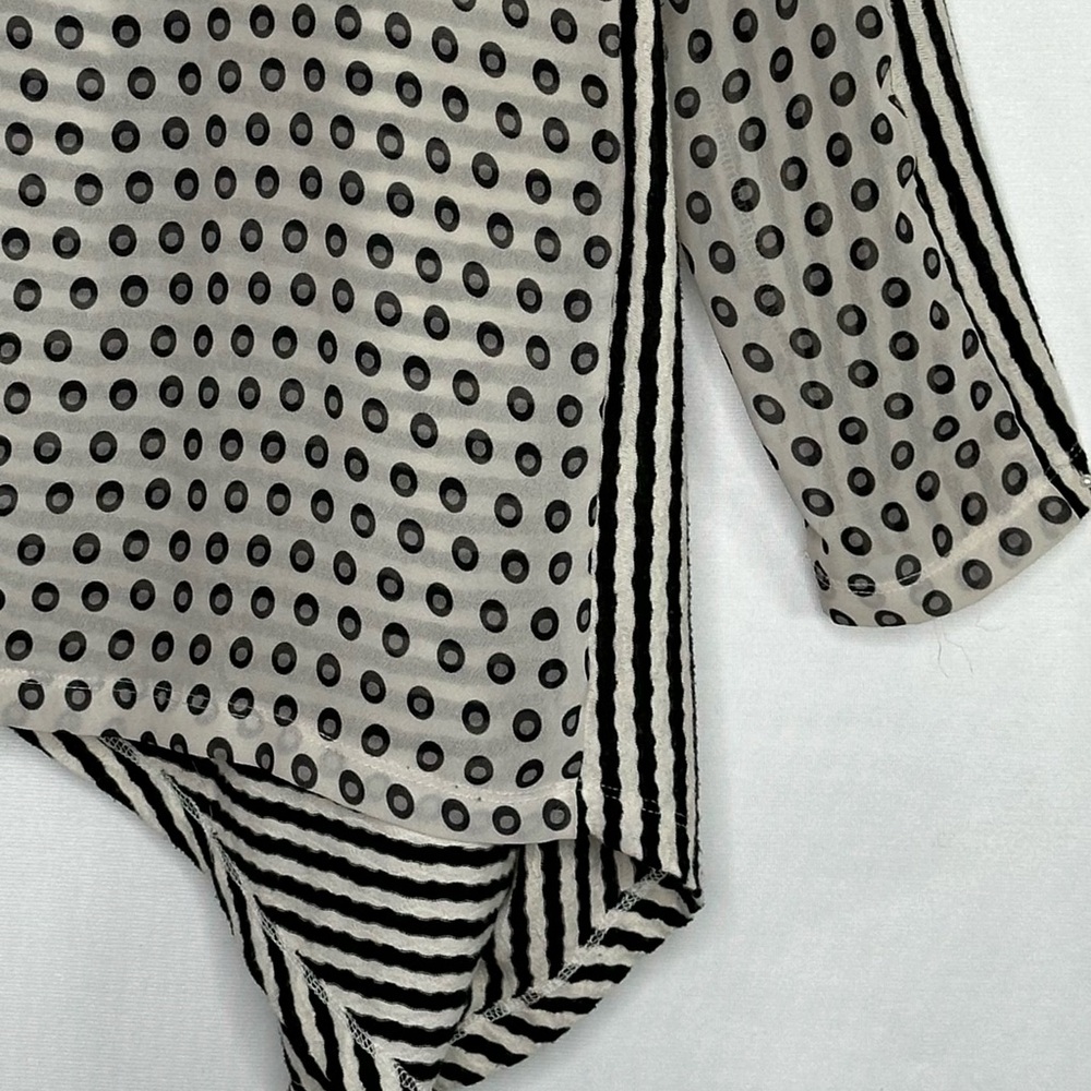 Jack & Jinger Mixed Media Popover Top Black & Off White Art To Wear Boho Sz M - Picture 10 of 10